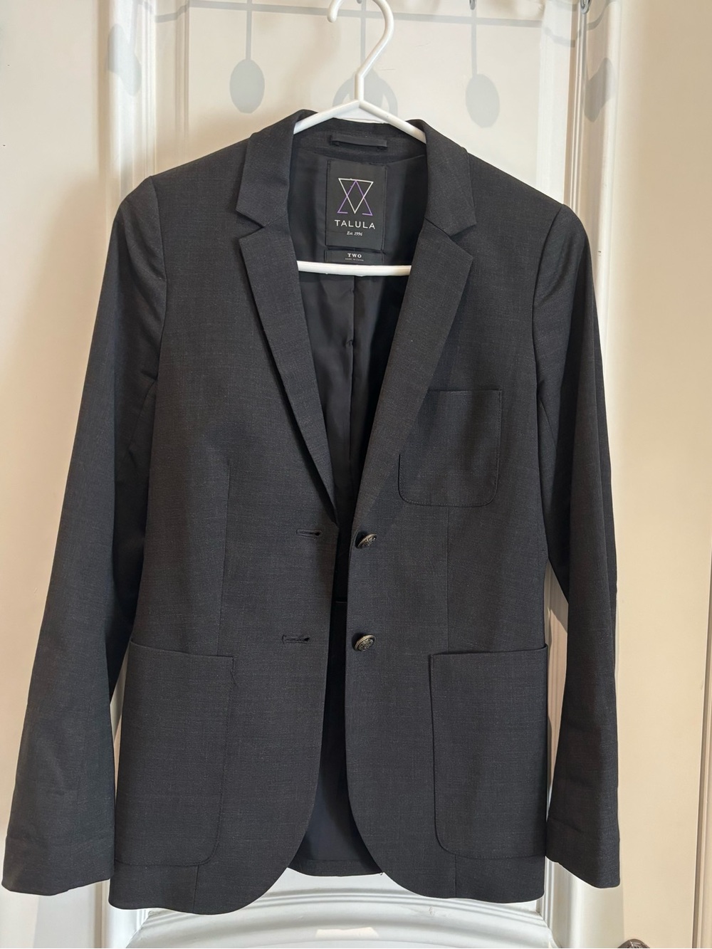 Talula Black Single-Breasted Blazer with Patch Pockets